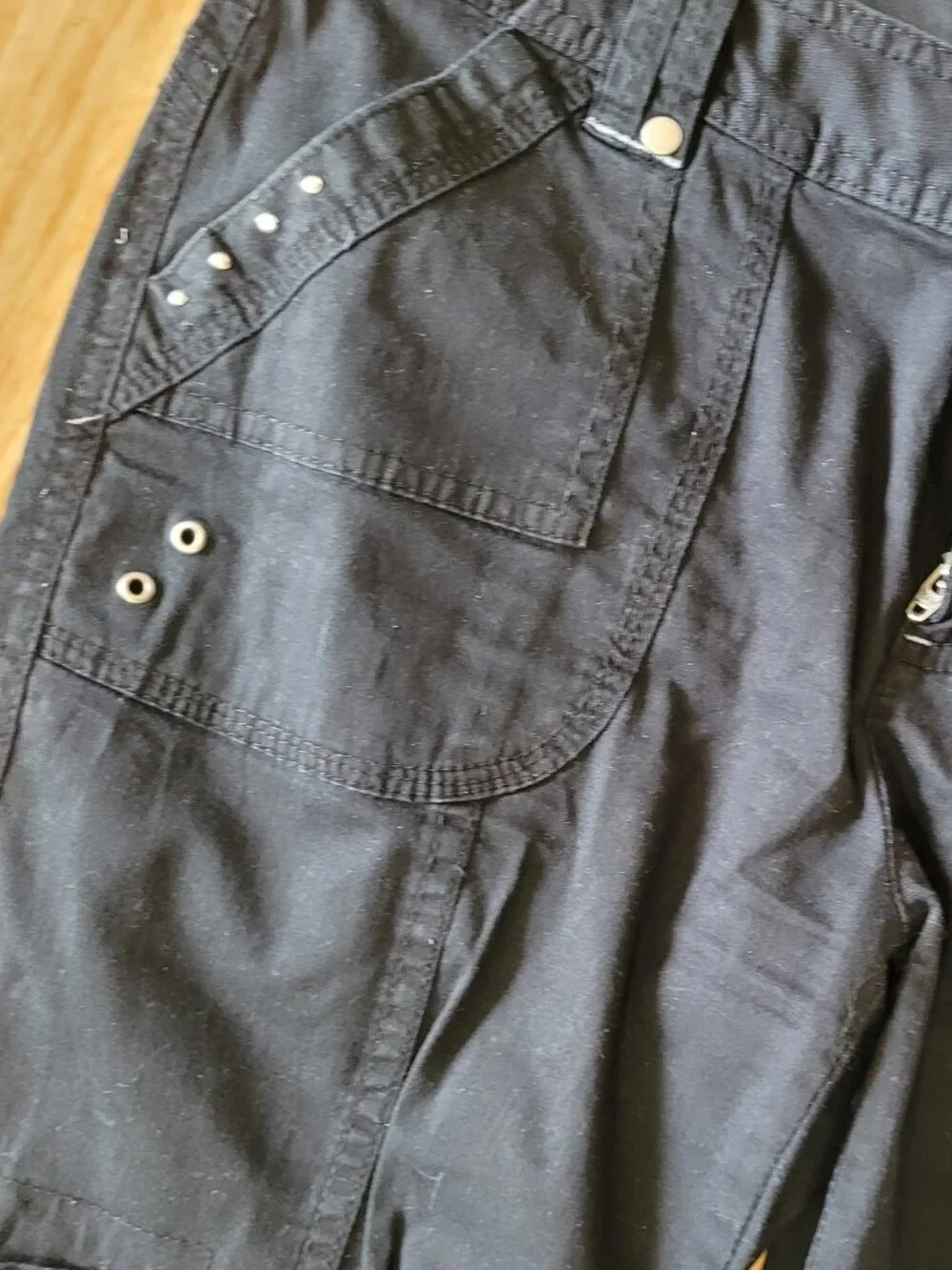 Inc Black capris Pants With Rhinestone Pockets with fold up option